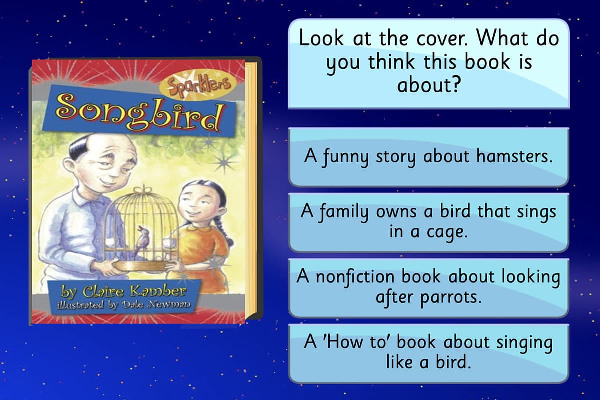 a screenshot of one of the online reading comprehension activities in ABC Reading Eggspress