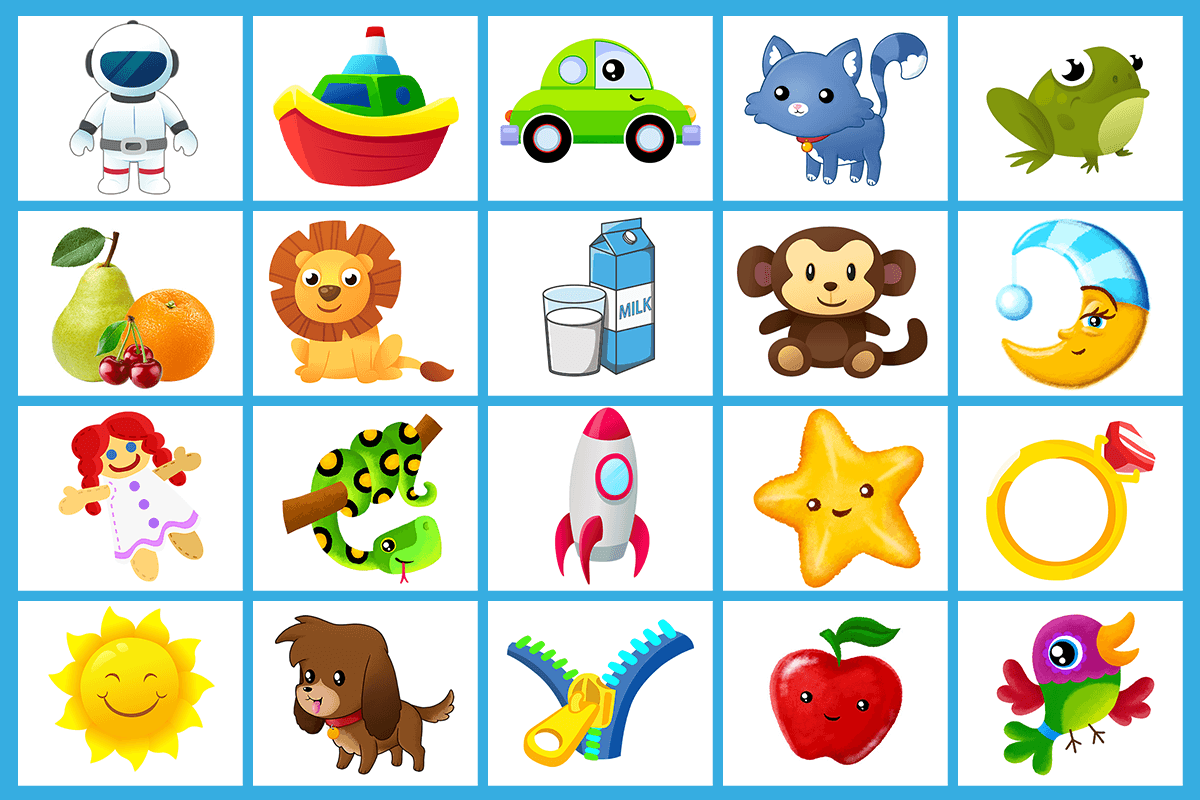 Screenshot of some of the picture cards from the ABC Reading Eggs Junior Alphabet Clip Cards printable that can be used for the Sound Sorting phonemic awareness activity