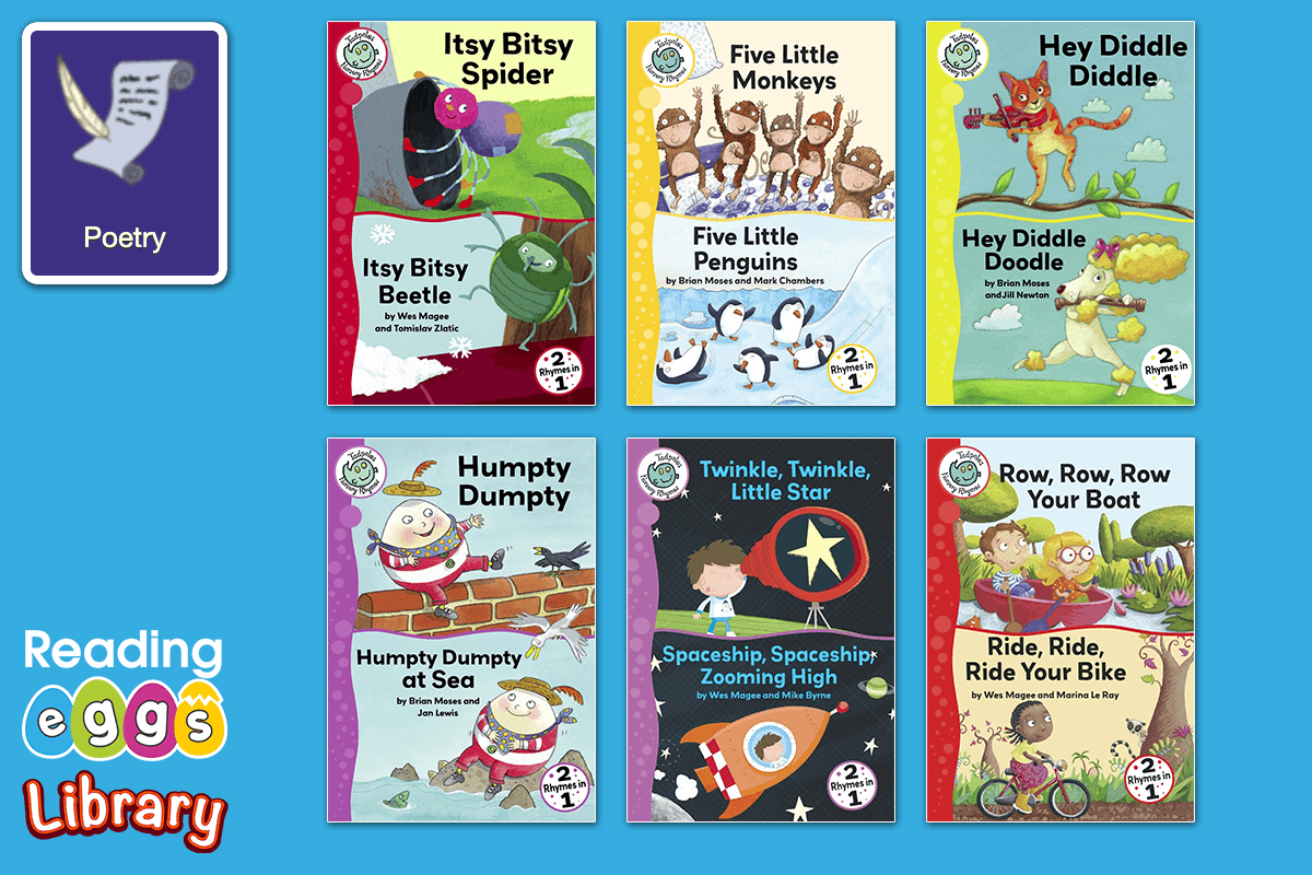 The rhyming books in ABC Reading Eggs include classic rhymes, as well as made-up ones, to build phonological awareness