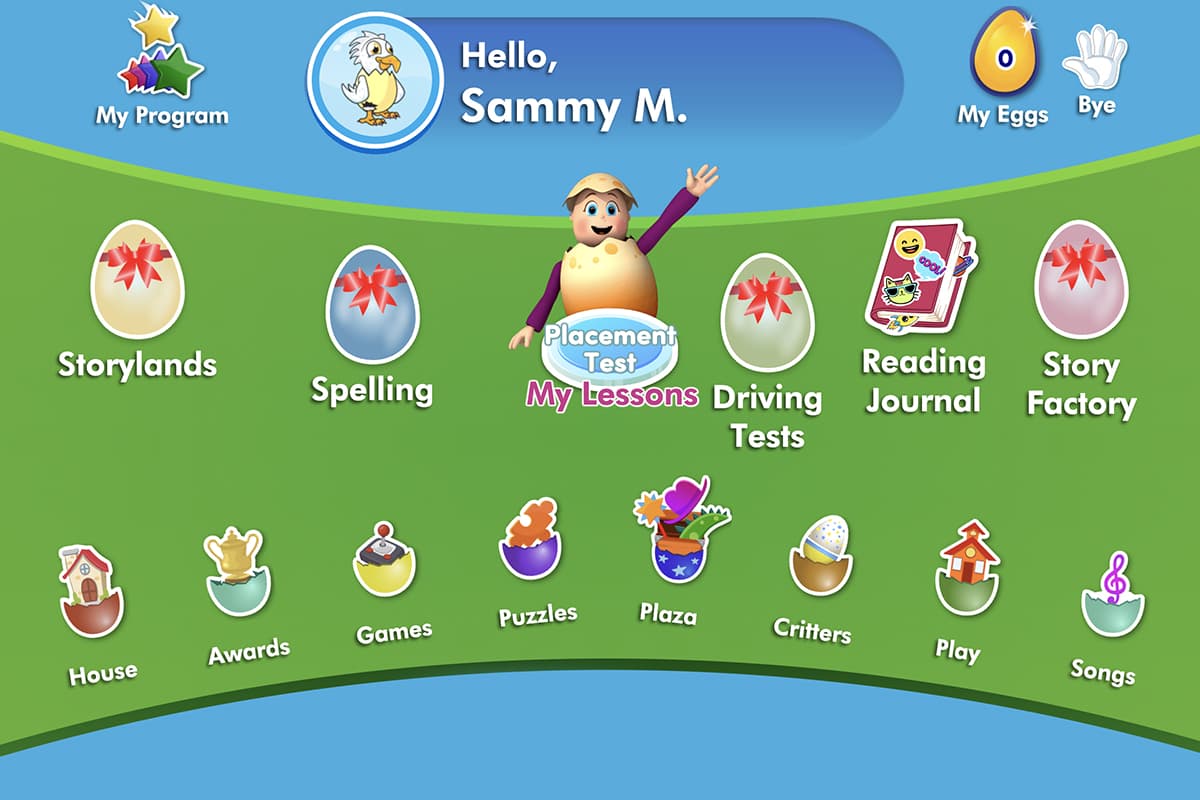 Reggie the ABC Reading Eggs mascot greets all children with a wave when they enter the program